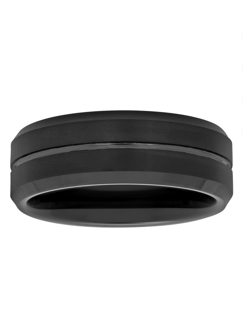 New! Men's Black Tungsten 8MM Grooved Comfort Fit Wedding Band Ring Size 9